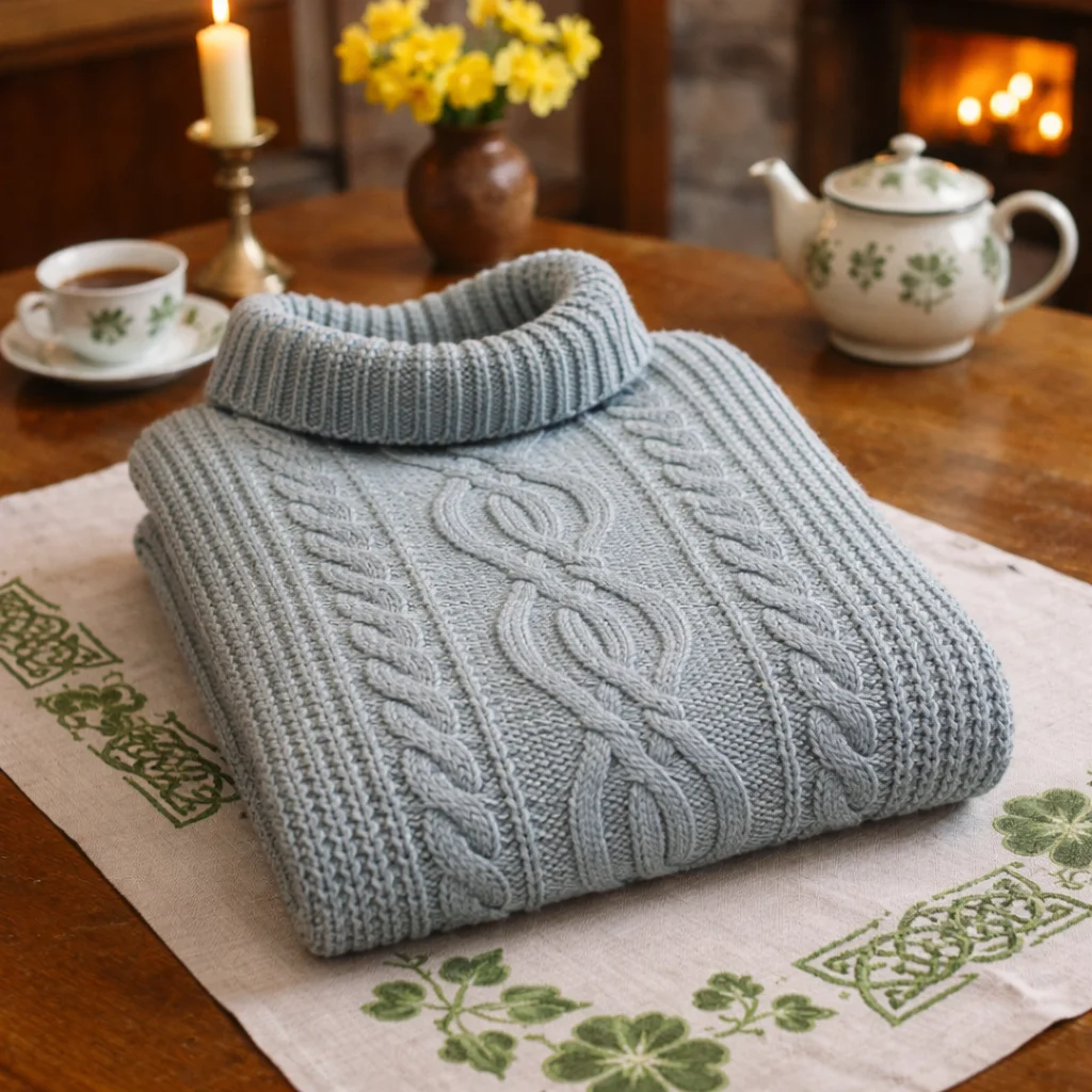 Aran Cowl Neck Merino Wool Poncho | Irish Cable Knit Shawl - Image 21 | CeltHaus