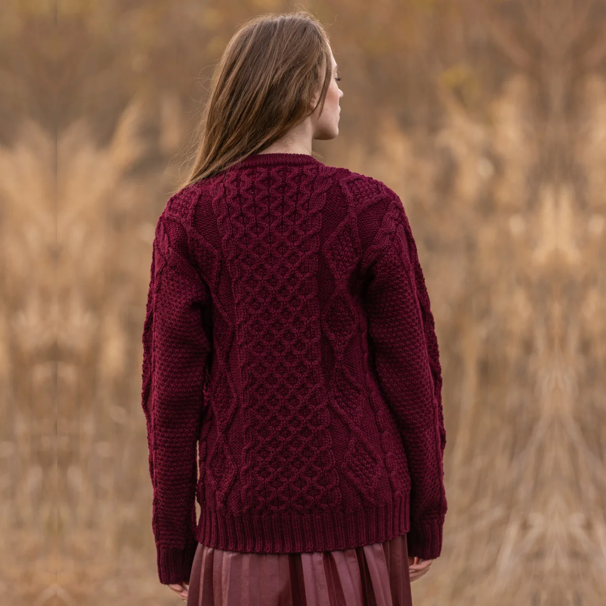 Aran Fisherman Cable Knit Sweater – Classic Wool Crewneck Knit - Image 7 | CeltHaus