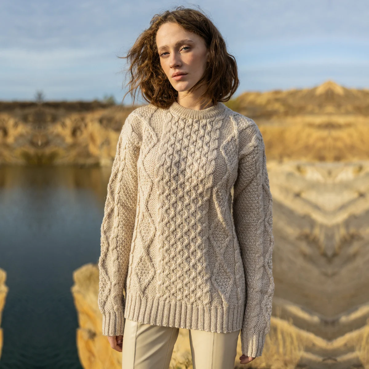 Aran Fisherman Cable Knit Sweater – Classic Wool Crewneck Knit - Knitwear | CeltHaus