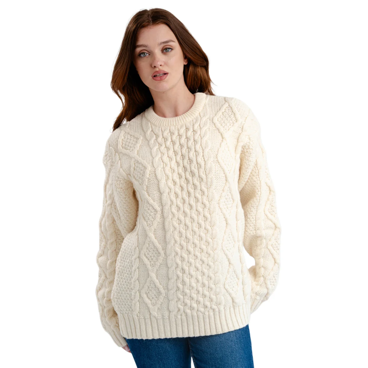 Aran Fisherman Cable Knit Sweater – Classic Wool Crewneck Knit - Image 8 | CeltHaus