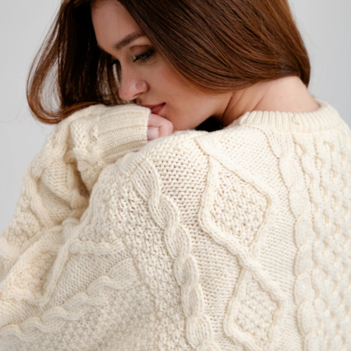 Aran Fisherman Cable Knit Sweater – Classic Wool Crewneck Knit - Image 10 | CeltHaus