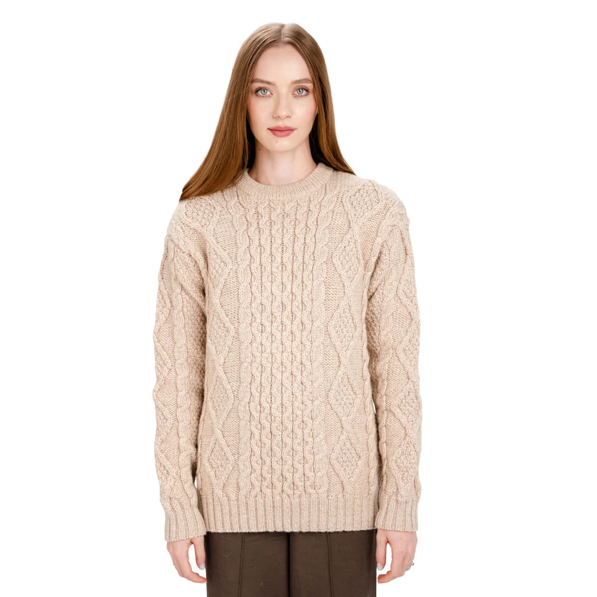 Aran Fisherman Cable Knit Sweater – Classic Wool Crewneck Knit - Image 14 | CeltHaus