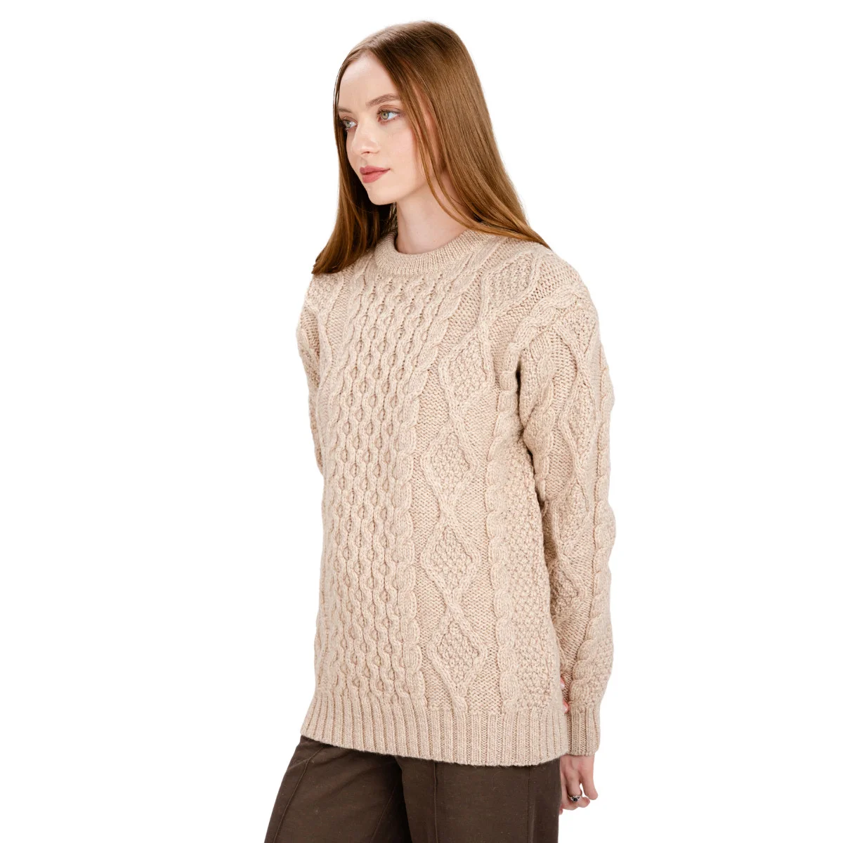Aran Fisherman Cable Knit Sweater – Classic Wool Crewneck Knit - Image 16 | CeltHaus