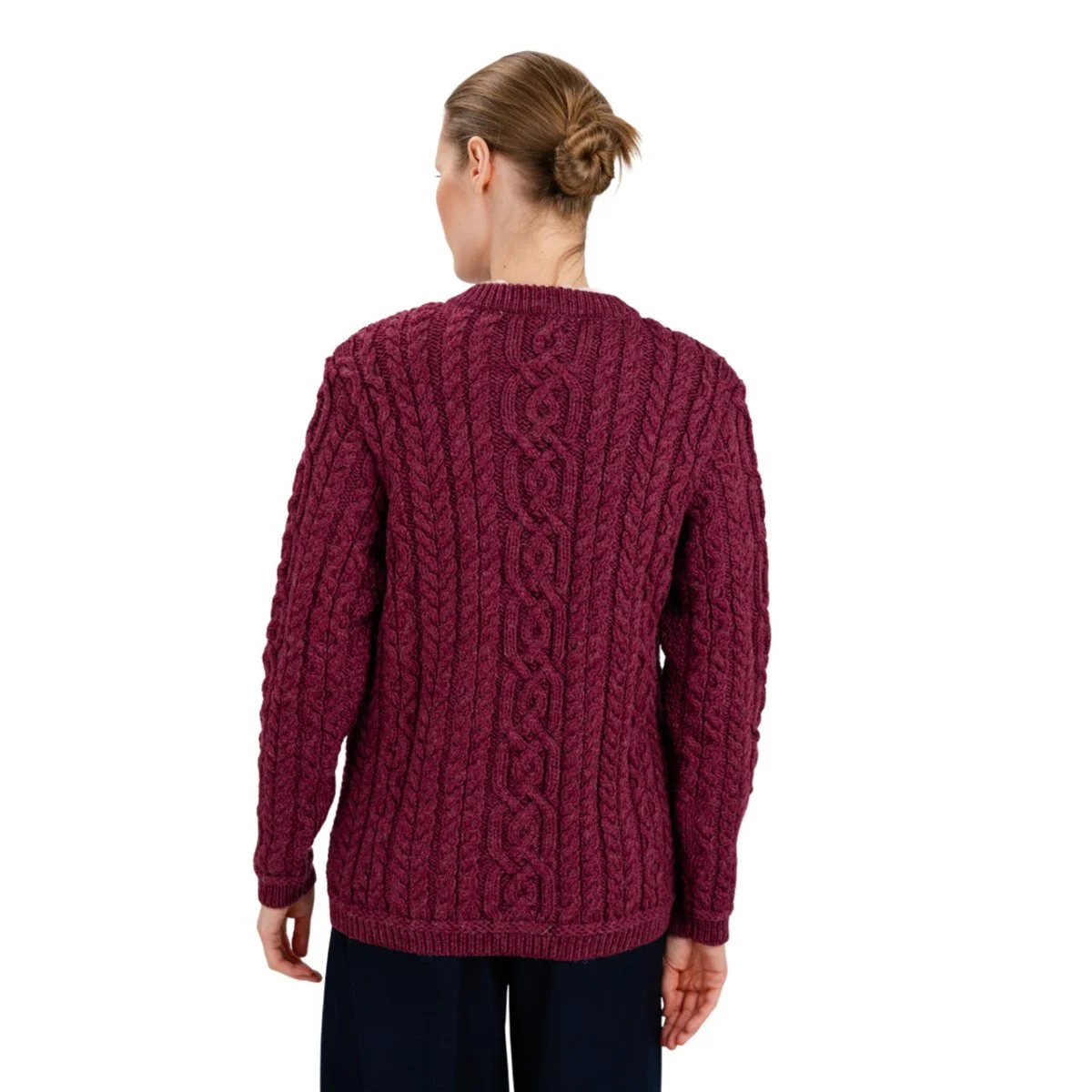 Aran Knit Ladies Cardigan with Leather Buttons – Women’s Cable Wool Sweater Coat - Image 25 | CeltHaus
