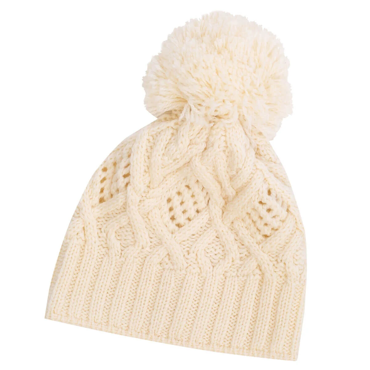 Aran Wool Bobble Hat – Irish Merino Wool Cable Knit Beanie - Image 4 | CeltHaus