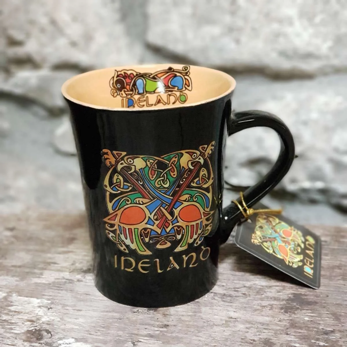 Black Celtic Knot Irish Ceramic Mug – Book of Kells Design - Image 2 | CeltHaus
