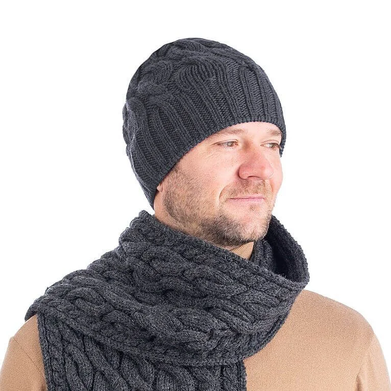 Cable Knit Wool Hat – 100% Warm Wool Beanie for Winter, Irish Knit - Image 6 | CeltHaus