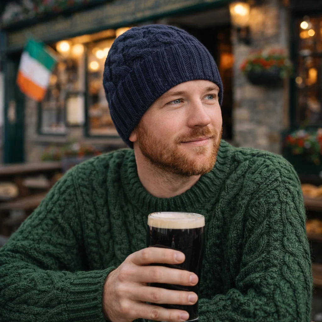 Cable Knit Wool Hat – 100% Warm Wool Beanie for Winter, Irish Knit - Image 4 | CeltHaus