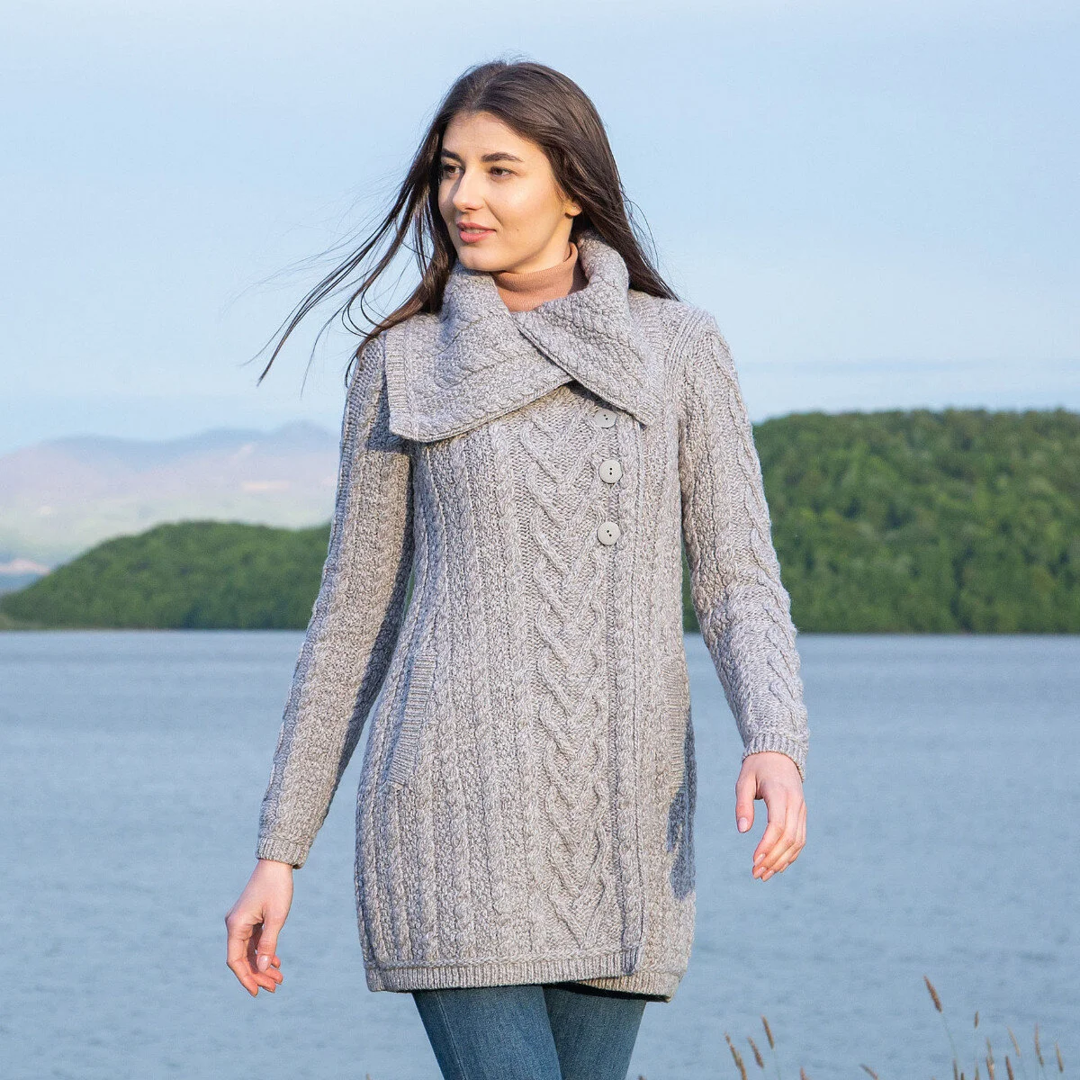 Classic Irish Merino Wool Cable Knit Coat – Made in Ireland - Image 14 | CeltHaus