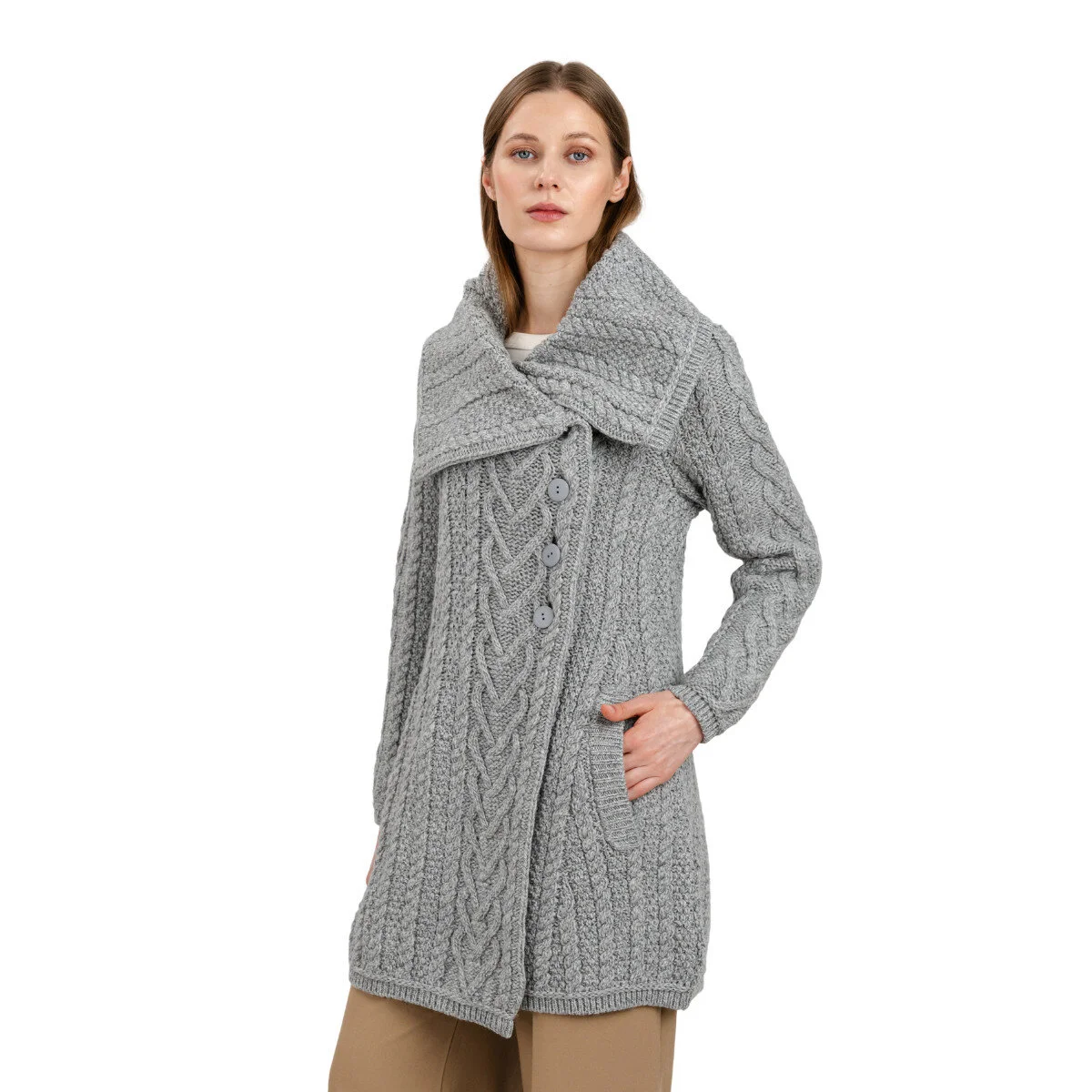 Classic Irish Merino Wool Cable Knit Coat – Made in Ireland - Image 16 | CeltHaus