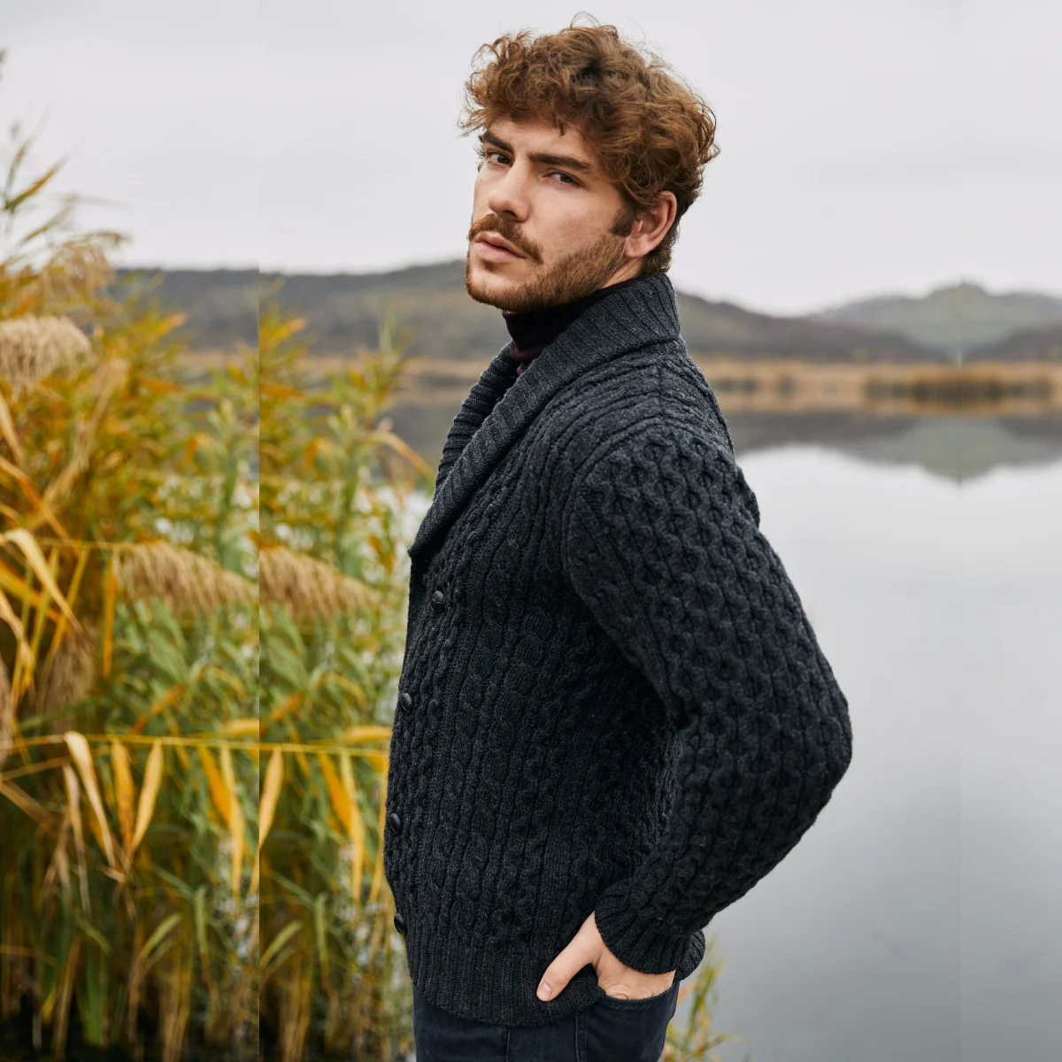 Double Breasted Shawl Cardigan – 100% Merino Wool Knit Sweater for Fall & Winter - Image 10 | CeltHaus