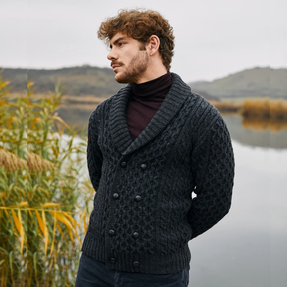 Double Breasted Shawl Cardigan – 100% Merino Wool Knit Sweater for Fall & Winter | CeltHaus