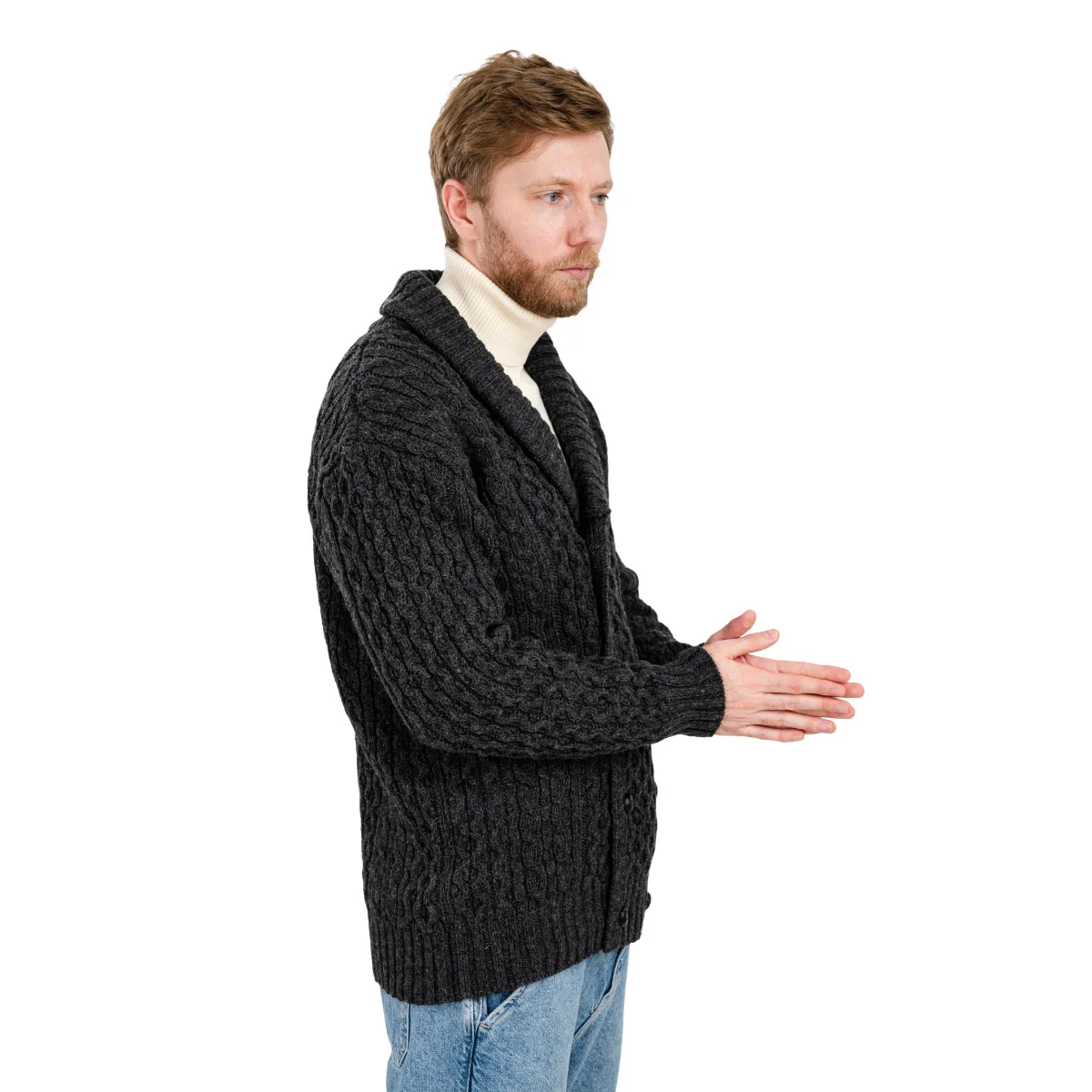 Double Breasted Shawl Cardigan – 100% Merino Wool Knit Sweater for Fall & Winter - Image 14 | CeltHaus