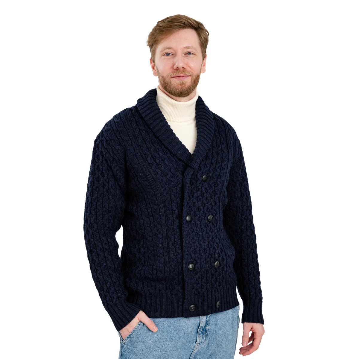 Double Breasted Shawl Cardigan – 100% Merino Wool Knit Sweater for Fall & Winter - Image 19 | CeltHaus