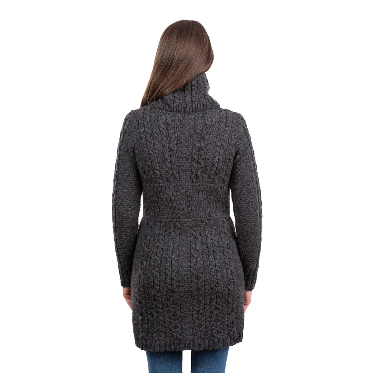 Double Collar Zip Cardigan – 100% Merino Wool Irish Knit Sweater - Image 5 | CeltHaus