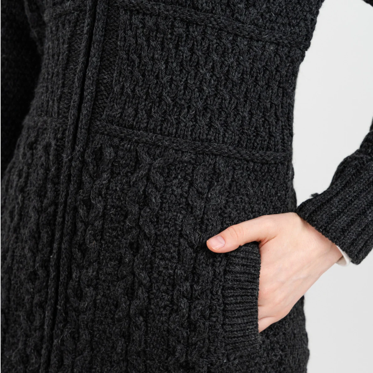 Double Collar Zip Cardigan – 100% Merino Wool Irish Knit Sweater - Image 8 | CeltHaus