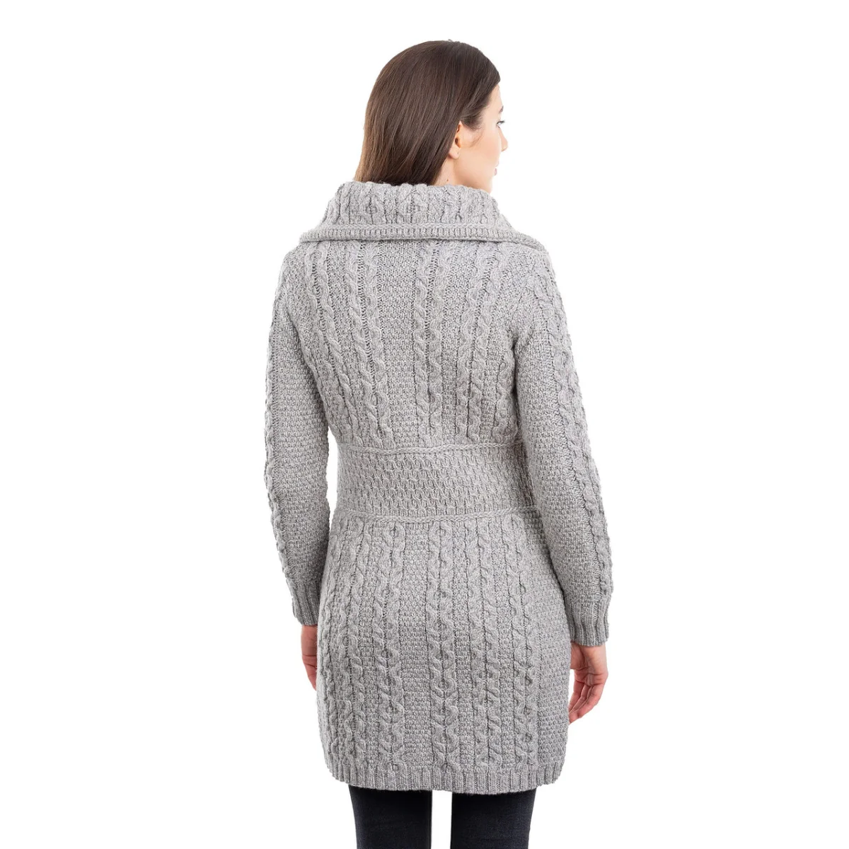 Double Collar Zip Cardigan – 100% Merino Wool Irish Knit Sweater - Image 14 | CeltHaus