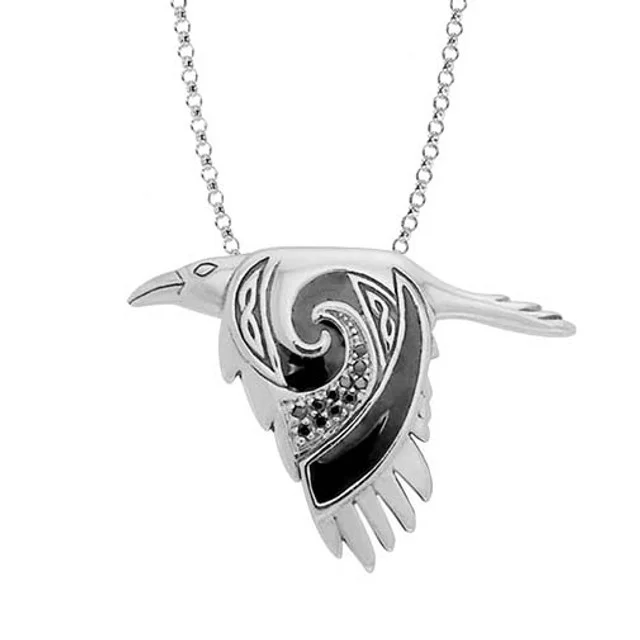 Flying Celtic Raven Sterling Silver Pendant – Mythical Heritage Jewelry - Image 3 | CeltHaus