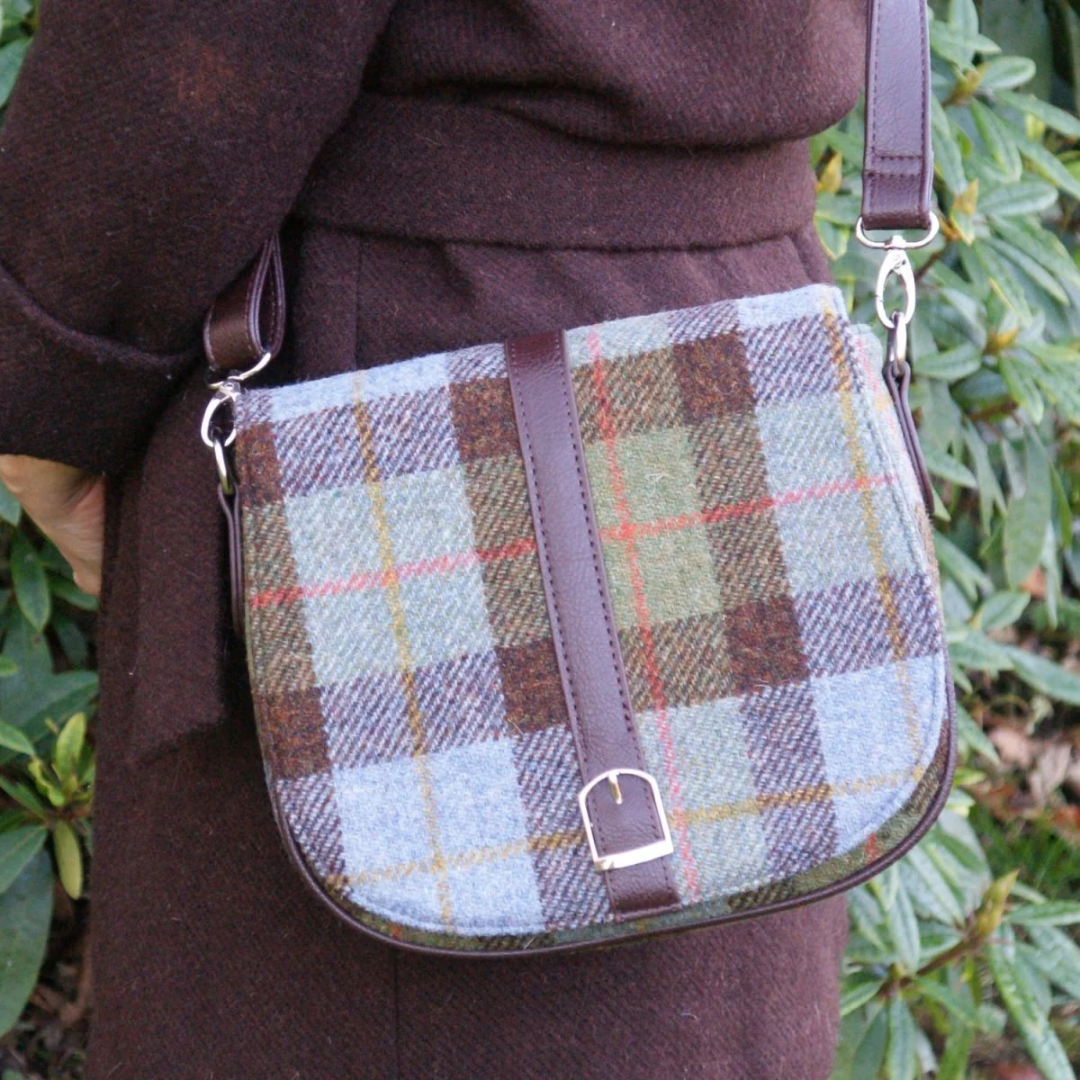 Harris Tweed Scottish Shoulder Bag with Adjustable Strap | Authentic Handwoven Wool Crossbody - Bags & Purses | CeltHaus