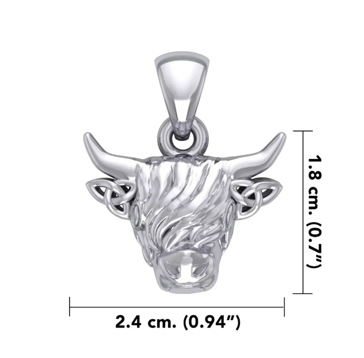 Highland Cow Sterling Silver Pendant with Celtic Trinity Knot Ears - Image 3 | CeltHaus