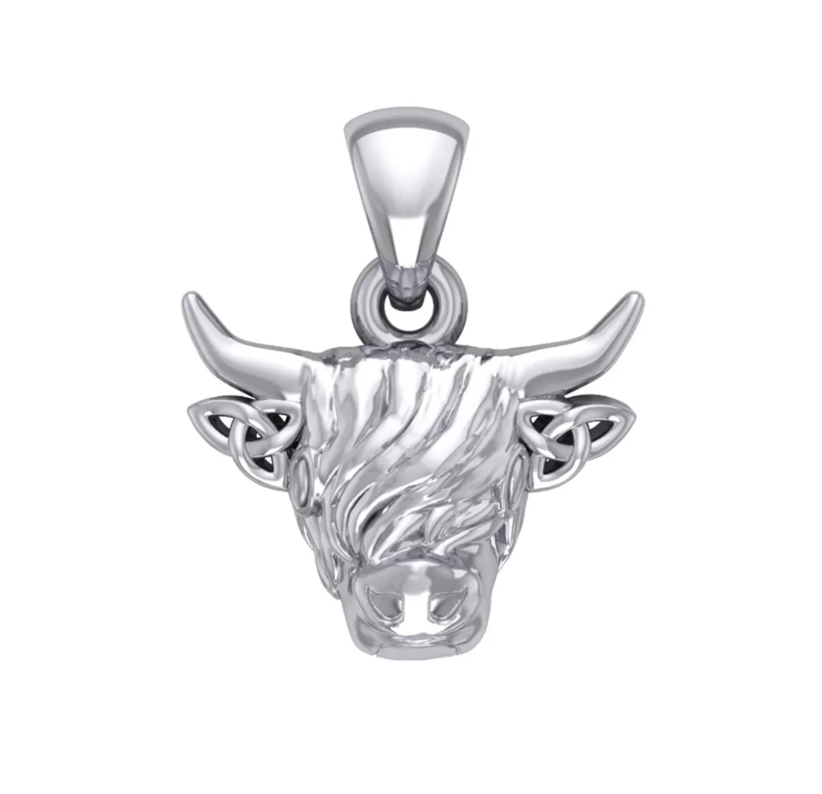 Highland Cow Sterling Silver Pendant with Celtic Trinity Knot Ears - Image 2 | CeltHaus