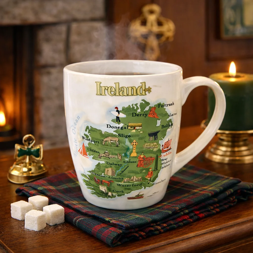 Ireland Map Bone China Mug – Heritage Symbols Drinkware - Ceramics | CeltHaus