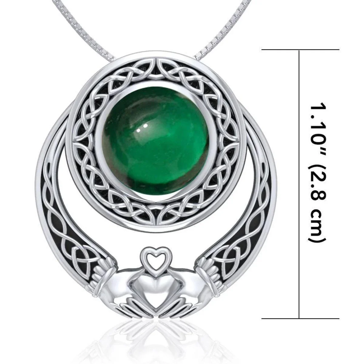 Irish Claddagh Silver Pendant with Emerald Gem | Meaningful Irish Jewelry - Image 4 | CeltHaus
