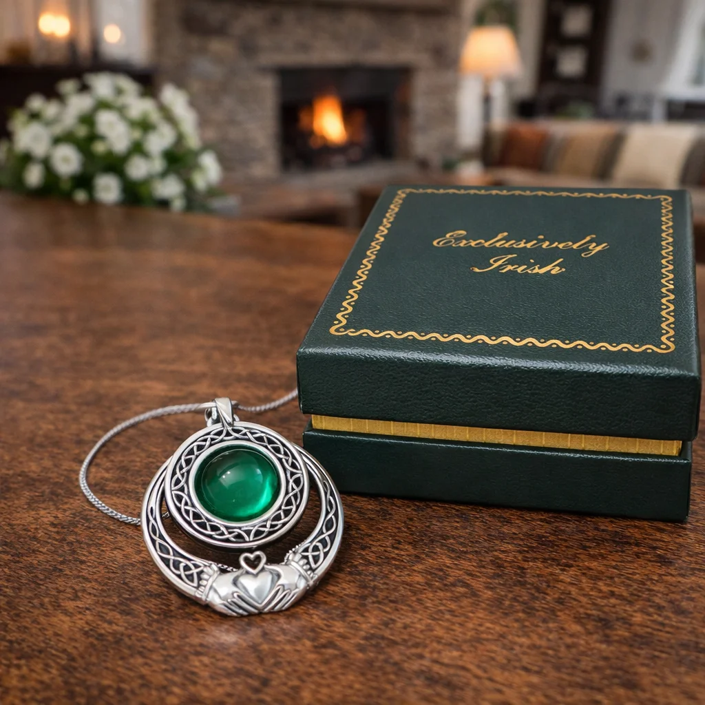 Irish Claddagh Silver Pendant with Emerald Gem | Meaningful Irish Jewelry - Jewelry | CeltHaus