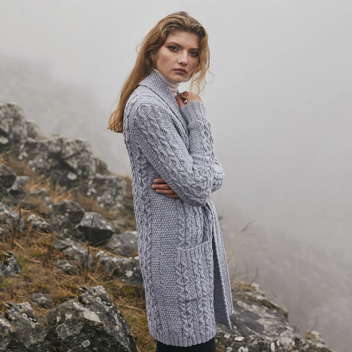 Ladies Open-Face Cardigan – 100% Merino Wool Irish Knit Sweater - Image 2 | CeltHaus