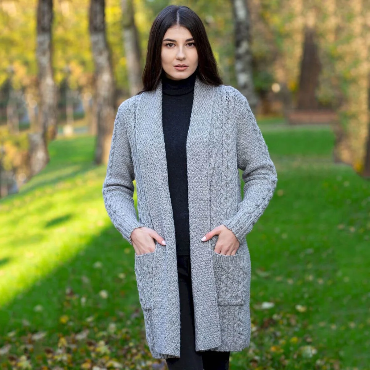 Ladies Open-Face Cardigan – 100% Merino Wool Irish Knit Sweater - Image 4 | CeltHaus