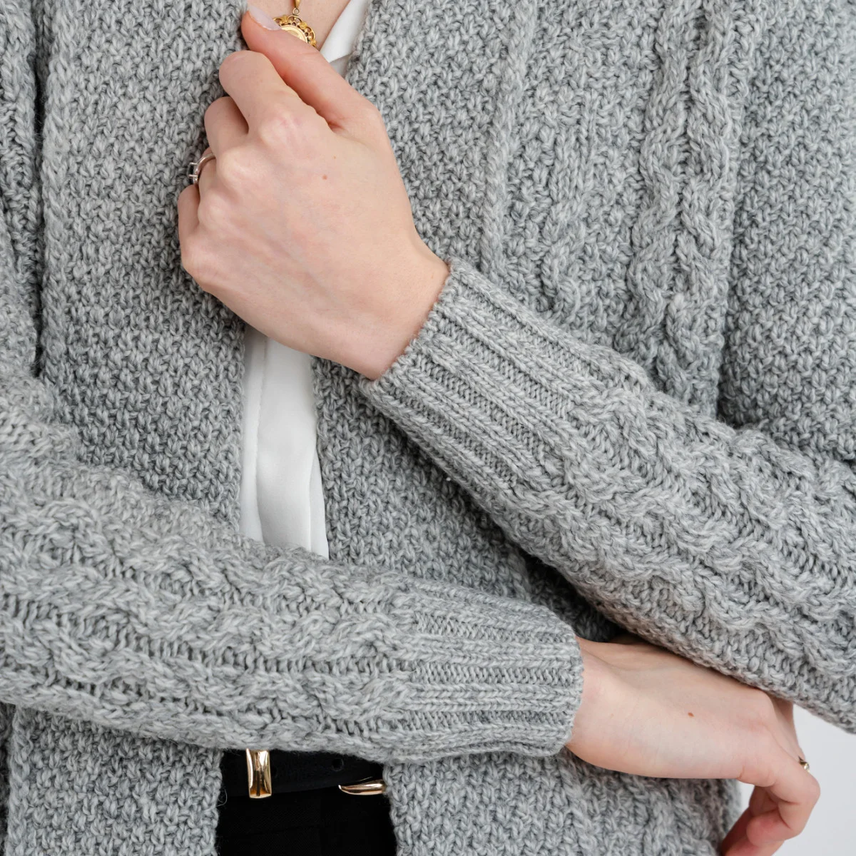 Ladies Open-Face Cardigan – 100% Merino Wool Irish Knit Sweater - Image 5 | CeltHaus