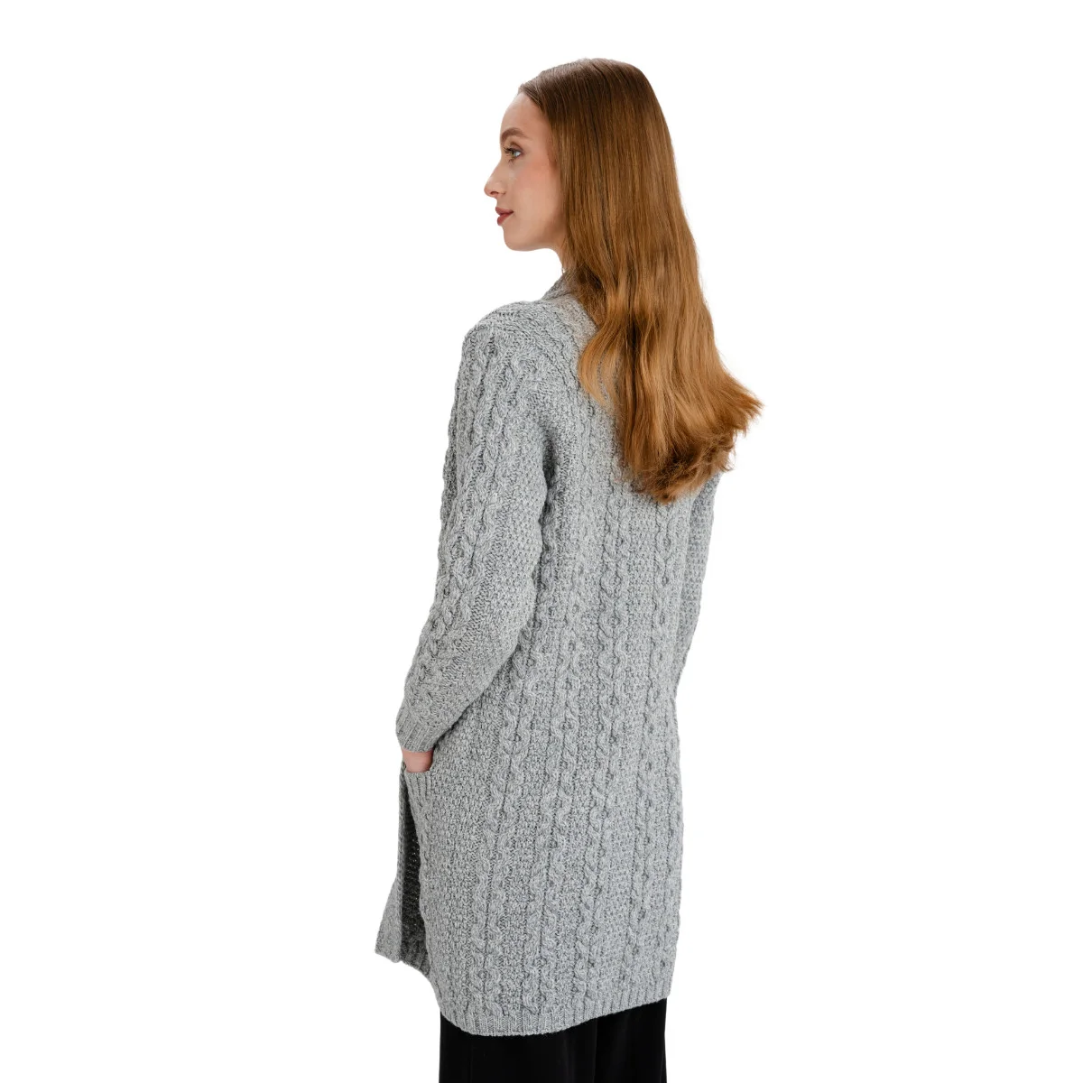 Ladies Open-Face Cardigan – 100% Merino Wool Irish Knit Sweater - Image 7 | CeltHaus