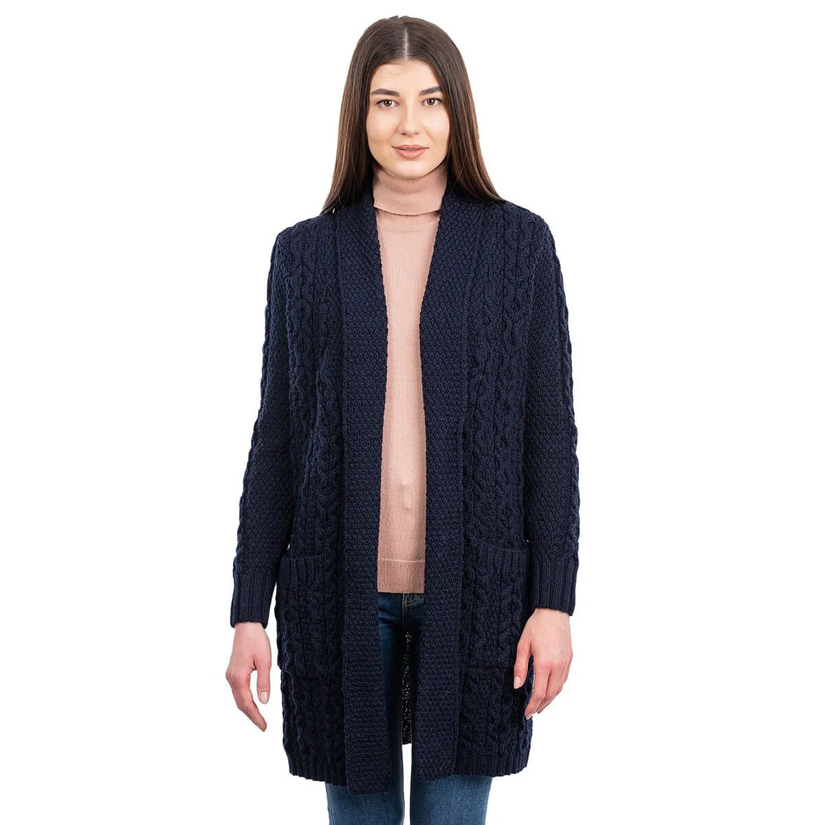 Ladies Open-Face Cardigan – 100% Merino Wool Irish Knit Sweater - Image 10 | CeltHaus