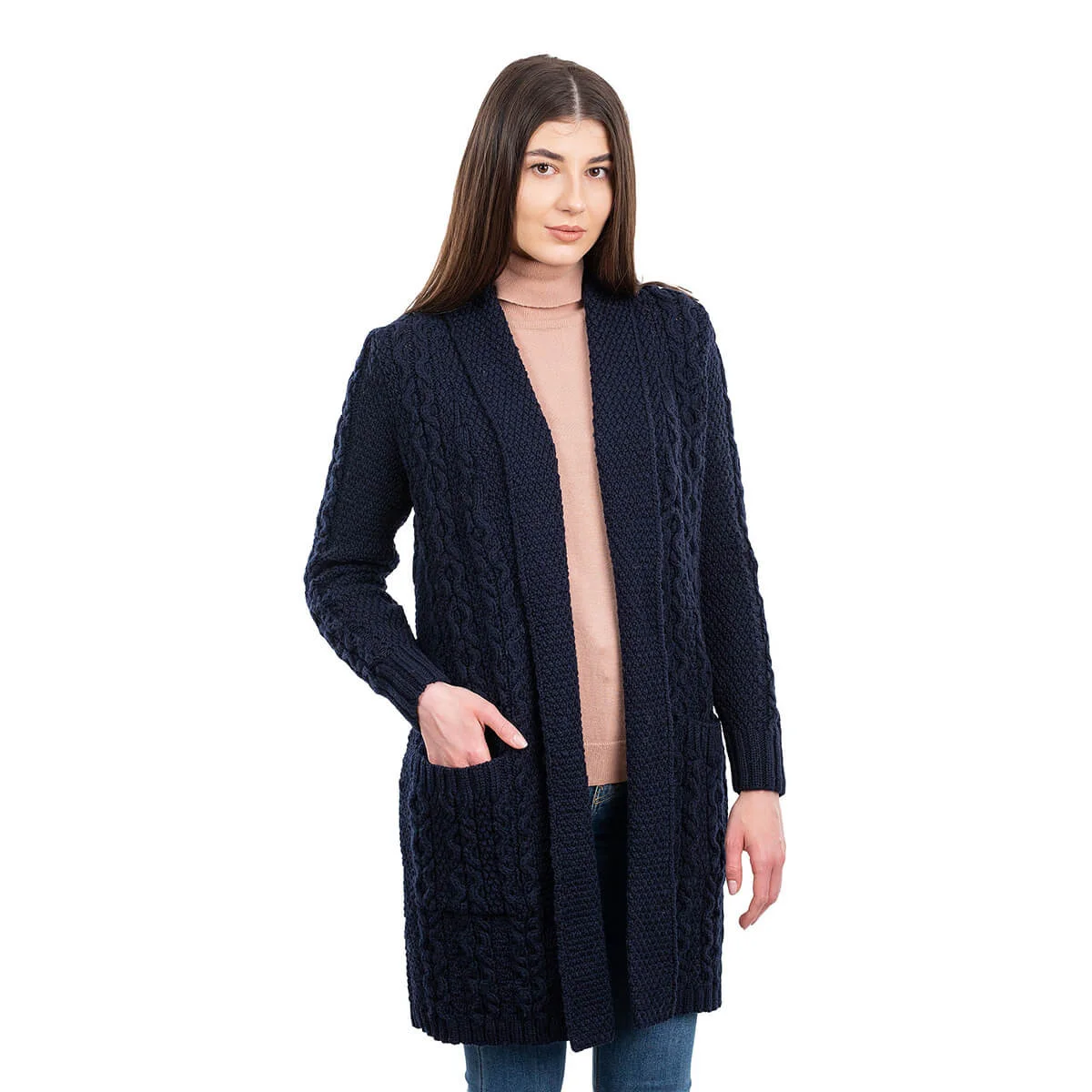 Ladies Open-Face Cardigan – 100% Merino Wool Irish Knit Sweater - Image 11 | CeltHaus