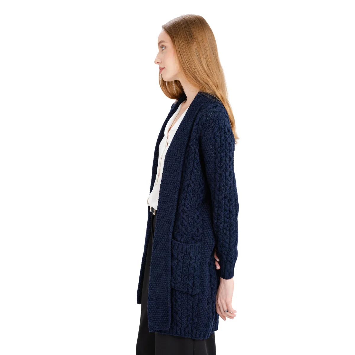 Ladies Open-Face Cardigan – 100% Merino Wool Irish Knit Sweater - Image 13 | CeltHaus