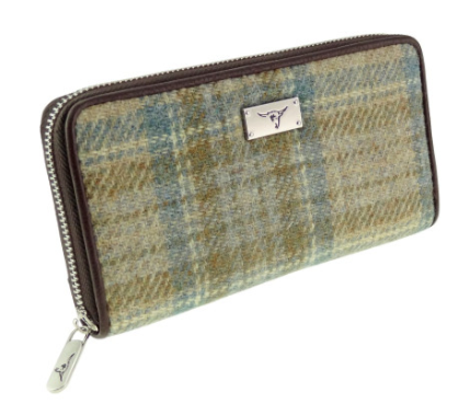 Long Scottish Harris Tweed Zip Purse – Staffa Tartan Wallet with Highland Cow Detail - Image 7 | CeltHaus