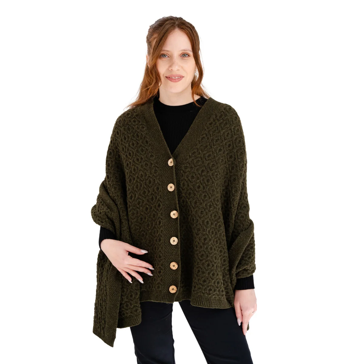 Luxurious Knit Lambswool Poncho – Classic Wool Blend Shawl Wrap - Image 6 | CeltHaus