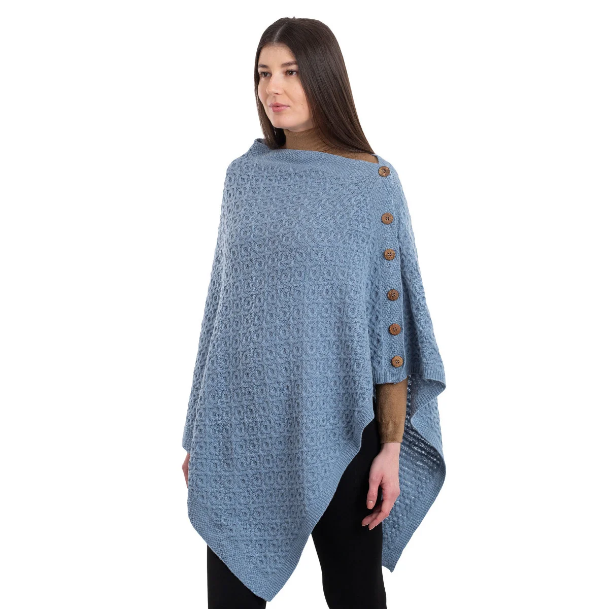 Luxurious Knit Lambswool Poncho – Classic Wool Blend Shawl Wrap - Image 11 | CeltHaus