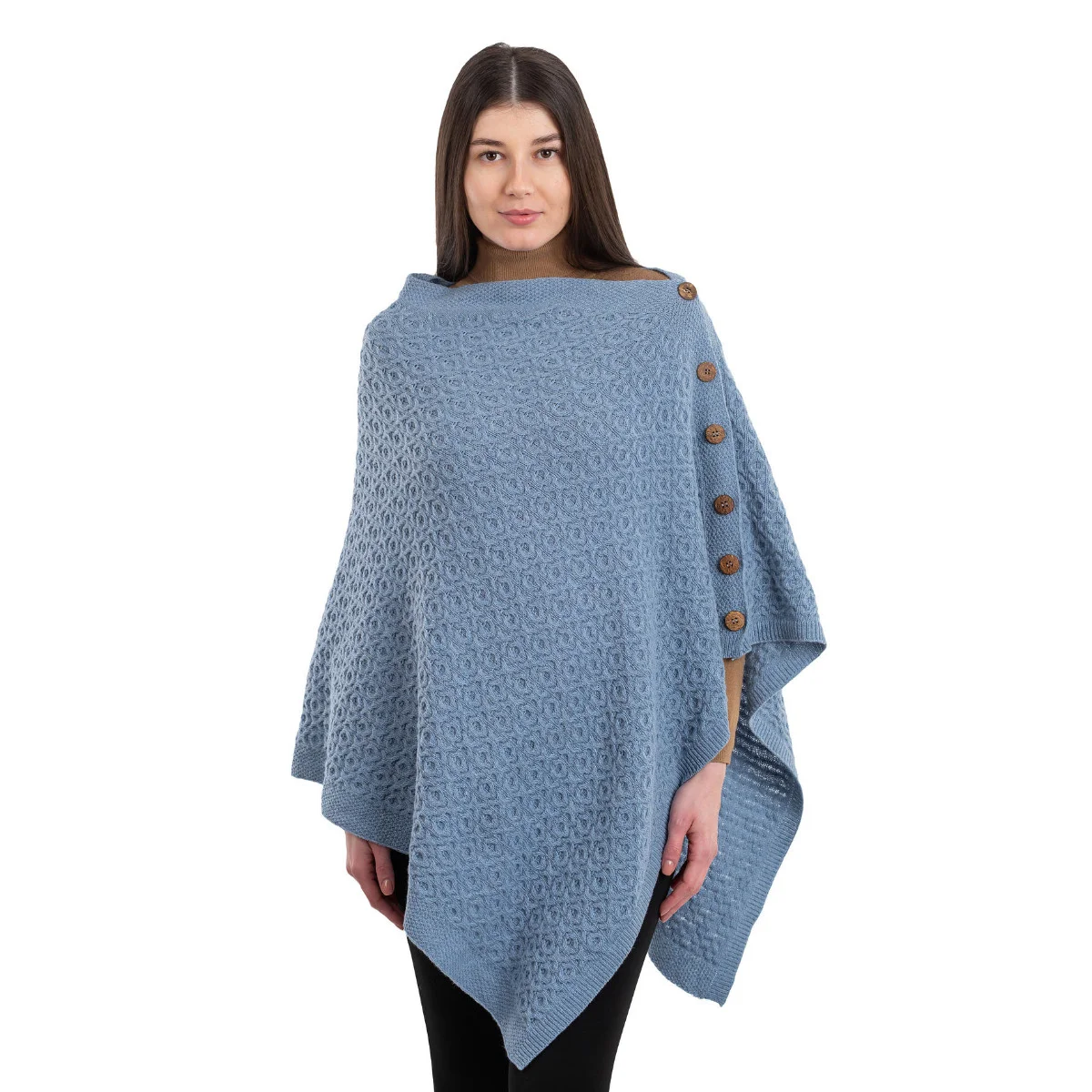 Luxurious Knit Lambswool Poncho – Classic Wool Blend Shawl Wrap - Image 10 | CeltHaus