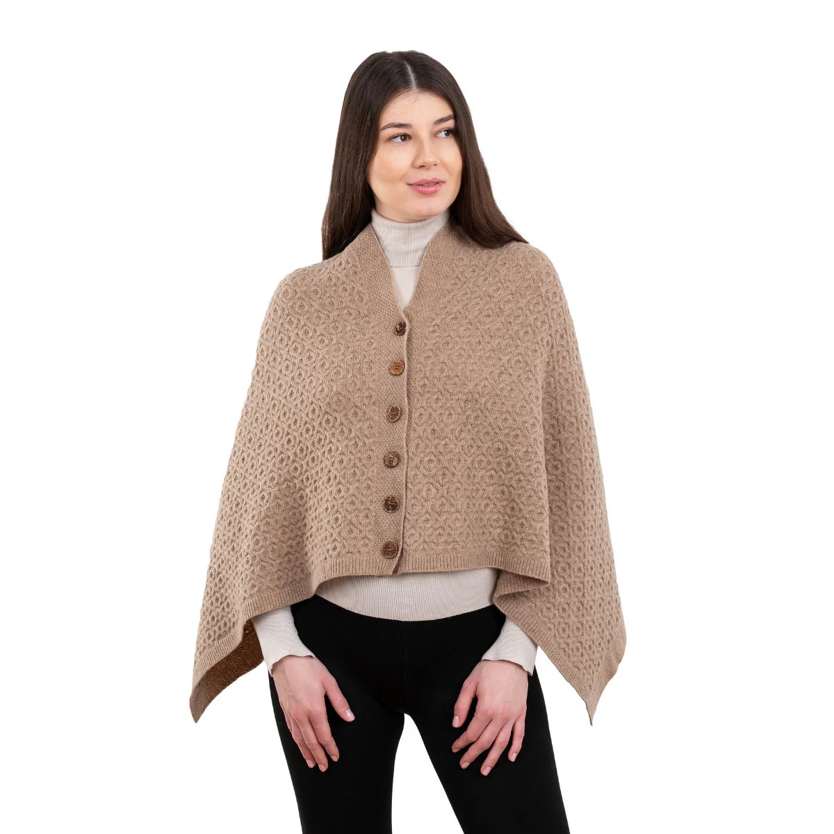 Luxurious Knit Lambswool Poncho – Classic Wool Blend Shawl Wrap - Image 13 | CeltHaus