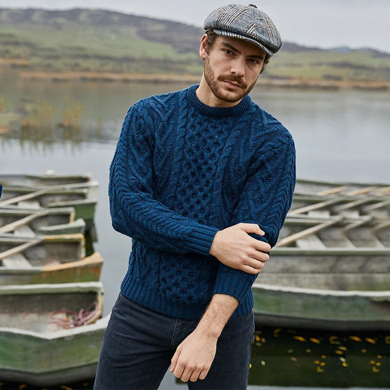 Men’s Merino Wool Aran Sweater – Classic Irish Cable Knit Crew Neck Jumper - Knitwear | CeltHaus
