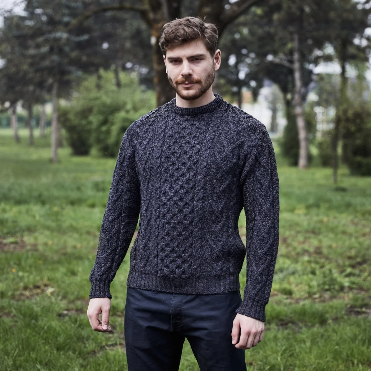 Men’s Merino Wool Aran Sweater – Classic Irish Cable Knit Crew Neck Jumper - Image 22 | CeltHaus