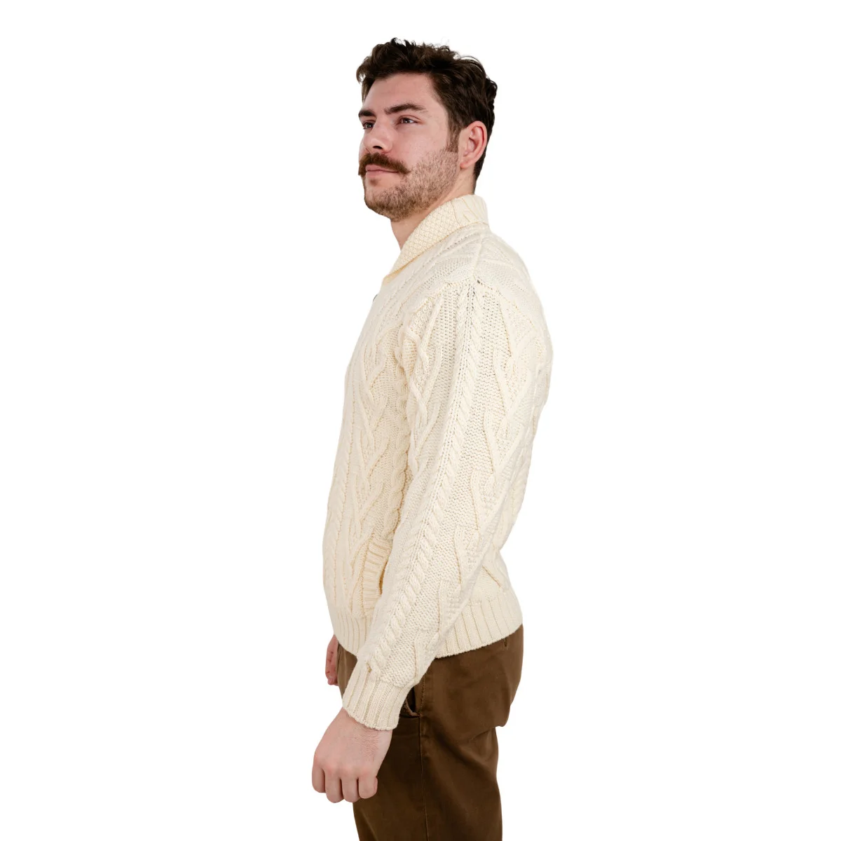 Men’s Merino Wool Shawl Collar Sweater – Single Button Irish Knit - Image 10 | CeltHaus