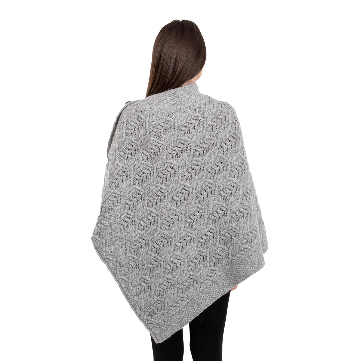 Merino Wool Ladies’ Poncho with Buttons – 100% Irish Merino Knit - Image 5 | CeltHaus