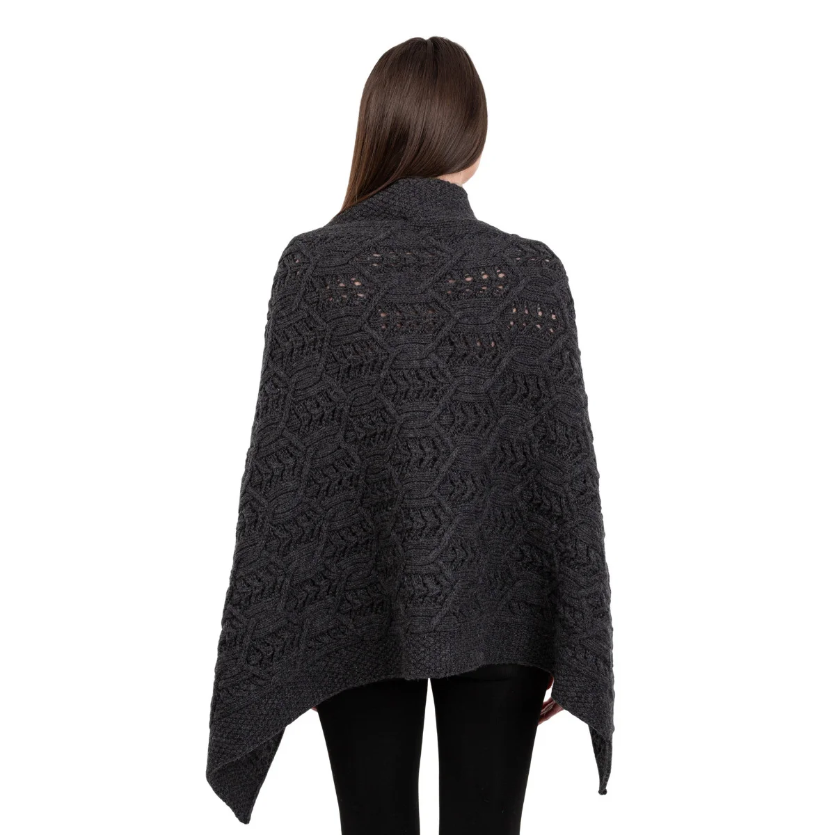 Merino Wool Ladies’ Poncho with Buttons – 100% Irish Merino Knit - Image 6 | CeltHaus