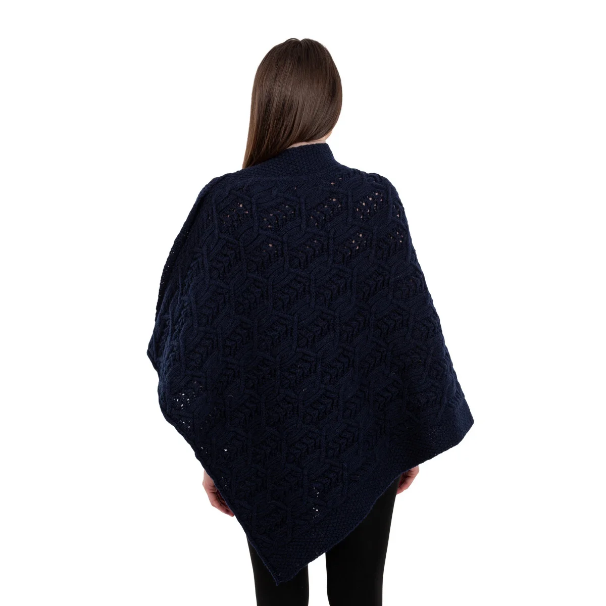 Merino Wool Ladies’ Poncho with Buttons – 100% Irish Merino Knit - Image 7 | CeltHaus