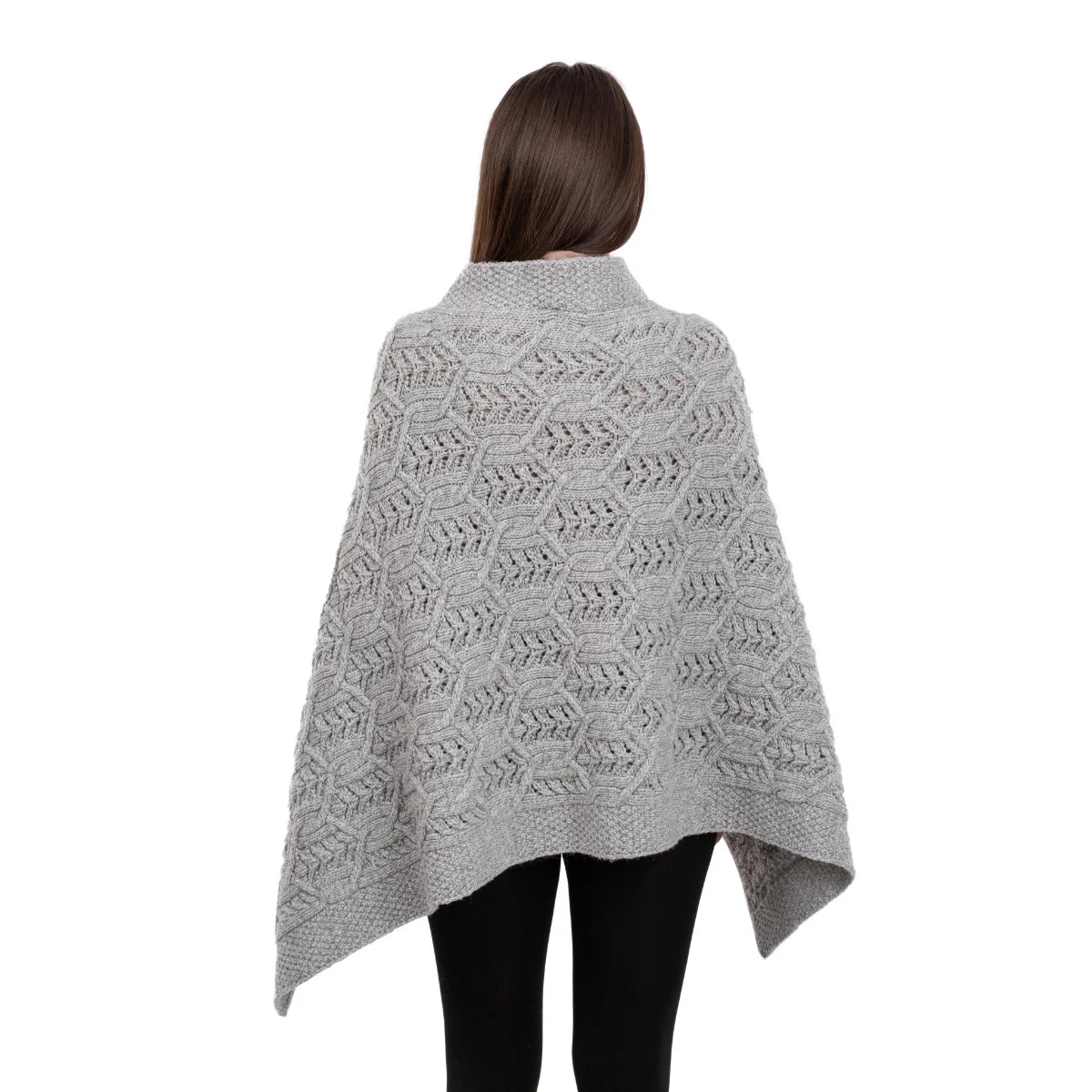 Merino Wool Ladies’ Poncho with Buttons – 100% Irish Merino Knit - Image 8 | CeltHaus