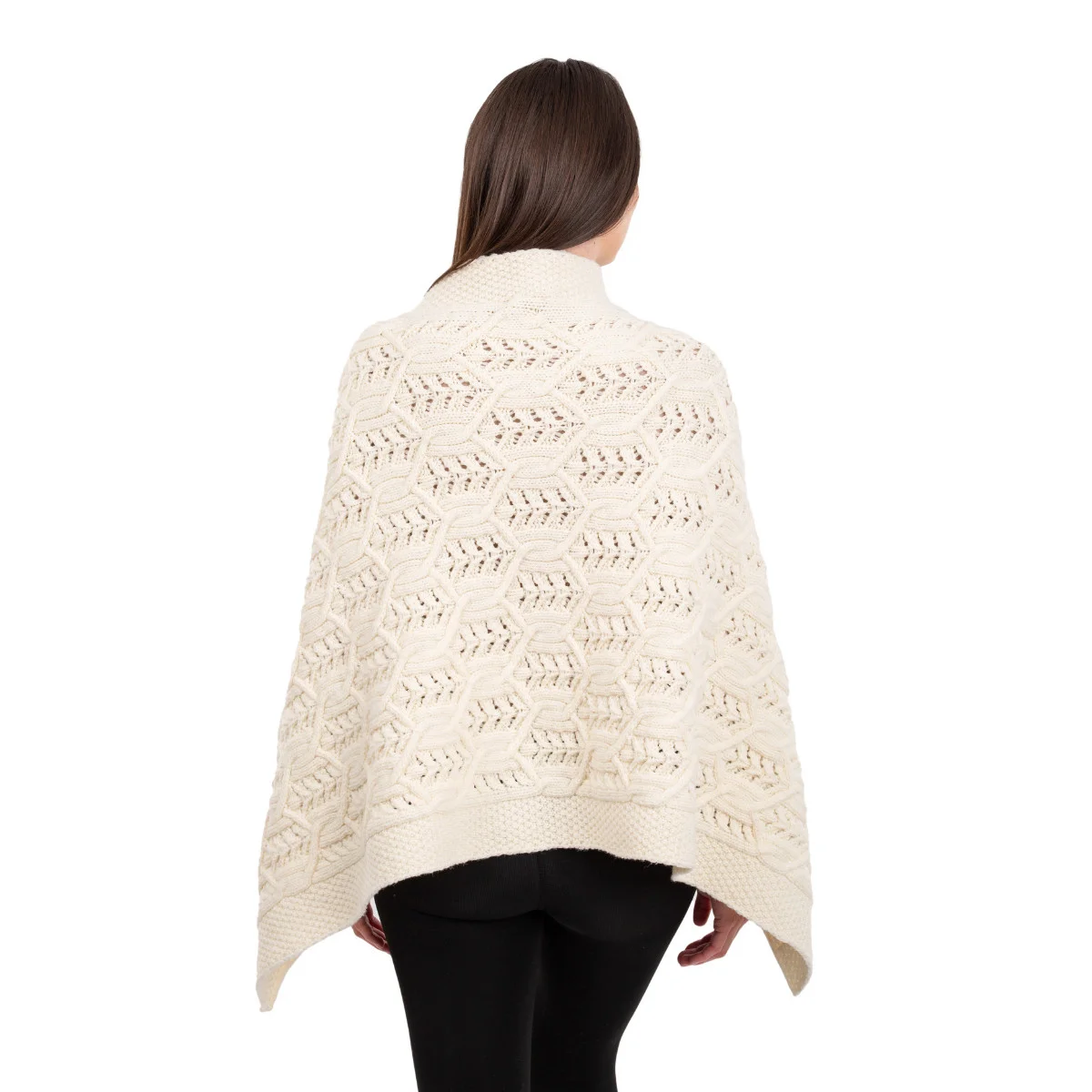 Merino Wool Ladies’ Poncho with Buttons – 100% Irish Merino Knit - Image 9 | CeltHaus