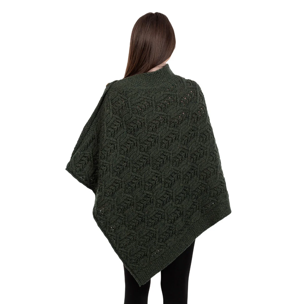 Merino Wool Ladies’ Poncho with Buttons – 100% Irish Merino Knit - Image 11 | CeltHaus