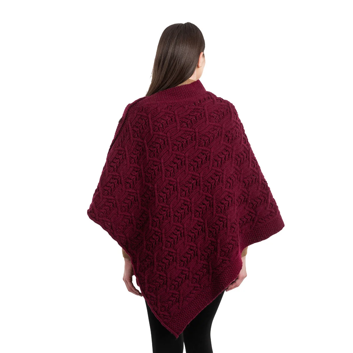 Merino Wool Ladies’ Poncho with Buttons – 100% Irish Merino Knit - Image 12 | CeltHaus